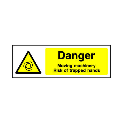 Danger - Moving Machinery - Risk Of TraPPEd Hands - Landscape Sign MW011 MW LN3