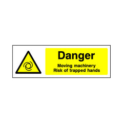 Danger - Moving Machinery - Risk Of TraPPEd Hands - Landscape Sign MW011 MW LN3