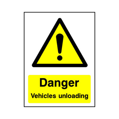 Danger - Vehicles Unloading - Portrait Sign GW077 GW PT1