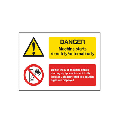 Danger - Machine Set Starts Remotely - Automatically Sign