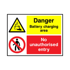 Danger Battery Charging Area - No Unauthorised Entry - Landscape Sign GS028 GS LN1