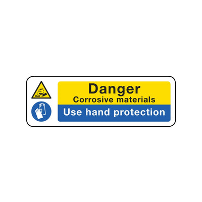 Danger Corrosive Materials - Use Hand Protection Sign