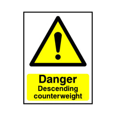 Danger Descending Counterweight - Portrait Sign LS006 LS PT1