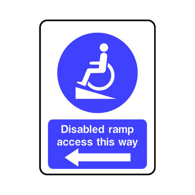 Disabled Ramp Access This Way - Arrow Left - Portrait Sign DA008 DA PT1