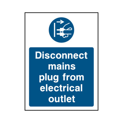 Disconnect Mains Plug From Electrical Outlet - Portrait Sign MG042 MG PT1