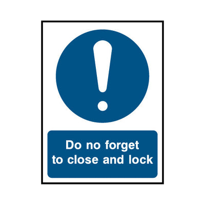 Do No Forget To Close And Lock - Portrait Sign LS018 LS PT1