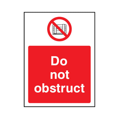Do Not Obstruct - Portrait Sign GP093 GP PT1