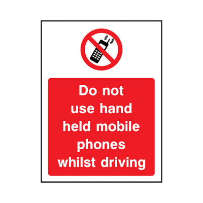 Do Not Use Hand Held Mobile Phones Whilst Driving - Portrait Sign GP074 GP PT1