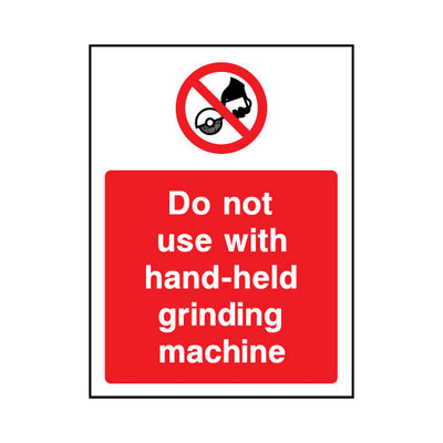 Do Not Use With Hand-held Grinding Machine - Portrait Sign MP045 MP PT1