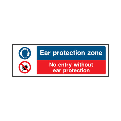 Ear Protection Zone - No Entry Without Ear Protection - Landscape Sign MTP013 MTP LN3
