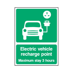 Electric Vehicle Recharge Point - Maximum Stay 3 Hours - Portrait Sign P053 PA PT1