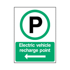 Electric Vehicle Recharge Point (Arrow Left) - Portrait Sign P054 PA PT1