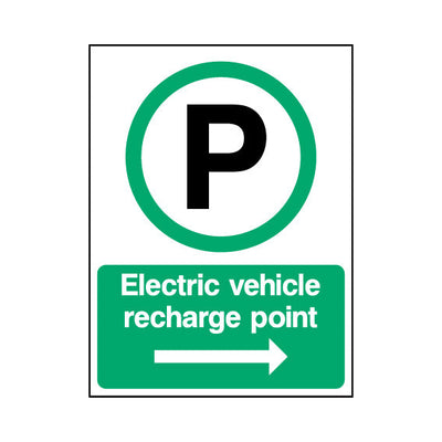 Electric Vehicle Recharge Point (Arrow Right) - Portrait Sign P055 PA PT1