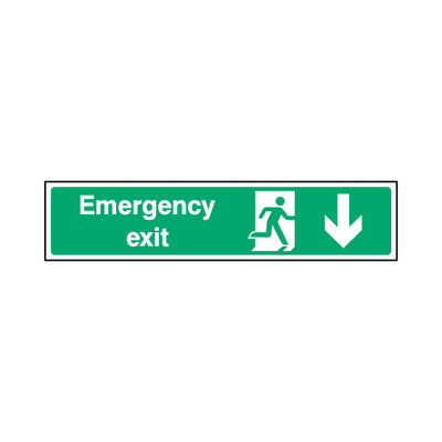 Emergency Exit Arrow Down - Landscape Sign EE026 EE LN3