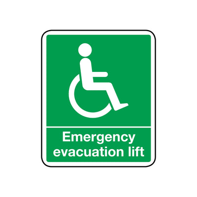 Emergency Evacuation Lift Sign