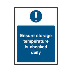 Ensure Storage Temperature Is Checked Daily - Portrait Sign FPH011 FPH PT1