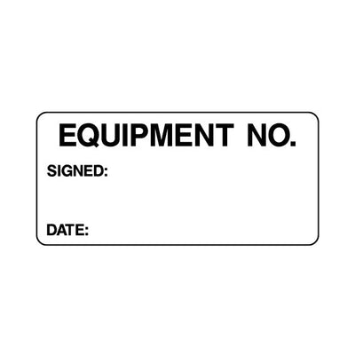 Equipment No. Signed & Date - Sticker Sheet QCS076 QCS ST1
