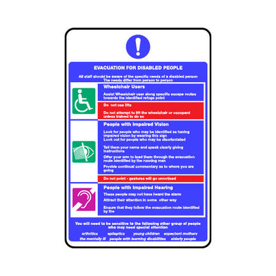 Evacuation For Disabled People - Information - Portrait Sign DA027 DA PT1