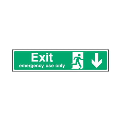 Exit - Emergency Une Only Arrow Down - Landscape Sign EE030 EE LN3