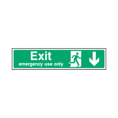 Exit - Emergency Une Only Arrow Down - Landscape Sign EE030 EE LN3