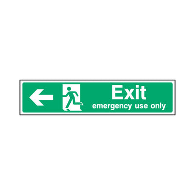 Exit - Emergency Une Only Arrow Left - Landscape Sign EE031 EE LN3