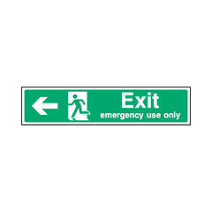 Exit - Emergency Une Only Arrow Left - Landscape Sign EE031 EE LN3