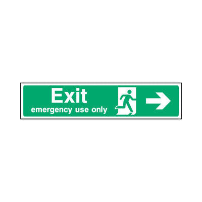 Exit - Emergency Une Only Arrow Right - Landscape Sign EE032 EE LN3