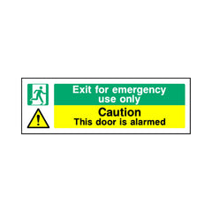 Exit For Emergency Use Only - Caution (door Alarmed) - Landscape Sign EE047 EE LN3