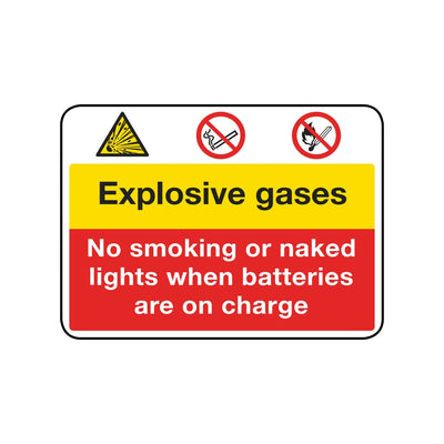 Explosive Gases - No Smoking Or Naked Lights When Batteries Are On Charge Sign