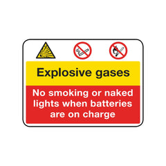Explosive Gases - No Smoking Or Naked Lights When Batteries Are On Charge Sign