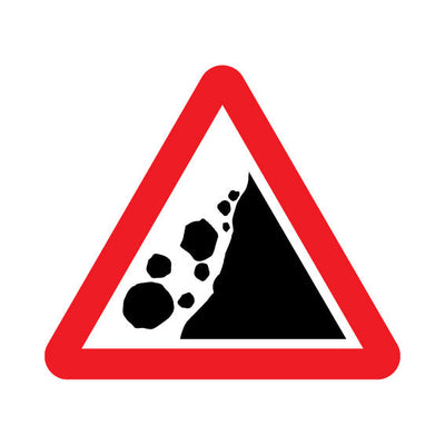 Falling Or Fallen Rocks (to Left) - Landscape Sign UKT022 UKT LN1