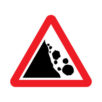 Falling Or Fallen Rocks (to Right) - Landscape Sign UKT021 UKT LN1
