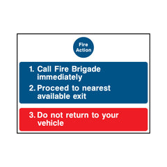 Fire Action Instructions - Car Park - Landscape Sign P071 PA LN1