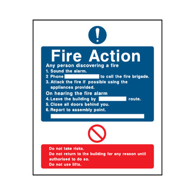 Fire Action (v3) - Portrait Sign FA003 FA PT1