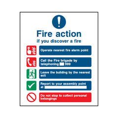 Fire Action (v8) - Portrait Sign FA015 FA PT1