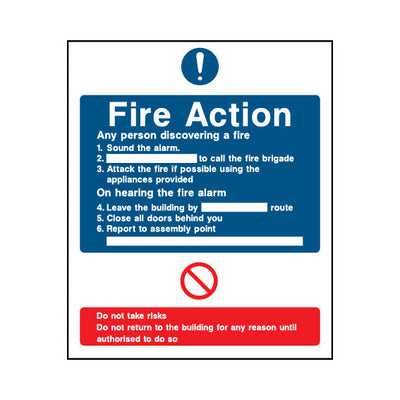 Fire Action (v9) - Portrait Sign FA018 FA PT1
