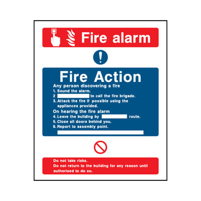 Fire Alarm & Fire Action (v2) - Portrait Sign FA016 FA PT1