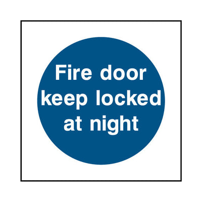 Fire Door Keep Locked At Night - Square Sign FP010 FP SQ1