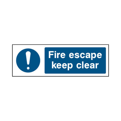 Fire Escape Keep Clear - Landscape Sign FP033 FP LN3