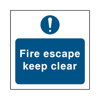 Fire Escape Keep Clear - Square Sign v2 FP028 FP SQ1