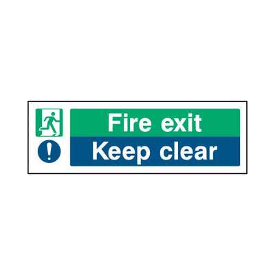 Fire Exit - Keep Clear - Landscape Sign EE048 EE LN3