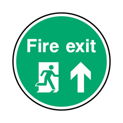 Fire Exit Arrow Up Circle - Circle Sign FG021 FG CR1