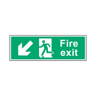 Fire Exit Diagonal Arrow Left (down) - Landscape Sign EE005 EE LN3