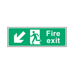 Fire Exit Diagonal Arrow Left (down) - Landscape Sign EE005 EE LN3
