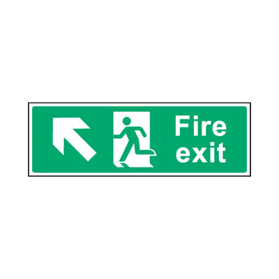 Fire Exit Diagonal Arrow Left (up) - Landscape Sign EE001 EE LN3