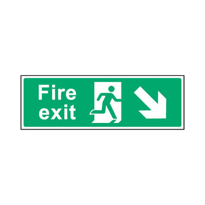 Fire Exit Diagonal Arrow Right (down) - Landscape Sign EE006 EE LN3