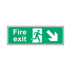 Fire Exit Diagonal Arrow Right (down) - Landscape Sign EE006 EE LN3