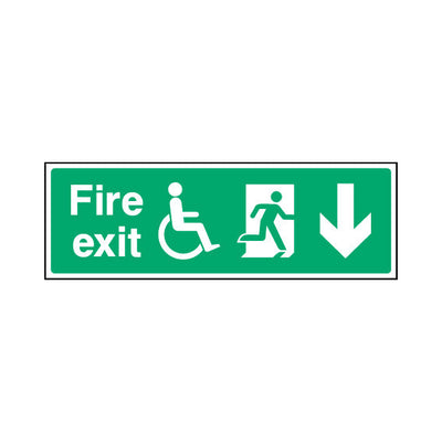 Fire Exit & Disabled Icon - Arrow Down - Landscape Sign EE070 EE LN3