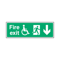 Fire Exit & Disabled Icon - Arrow Down - Landscape Sign EE070 EE LN3