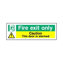 Fire Exit Only - Caution (door Alarmed) - Landscape Sign EE046 EE LN3